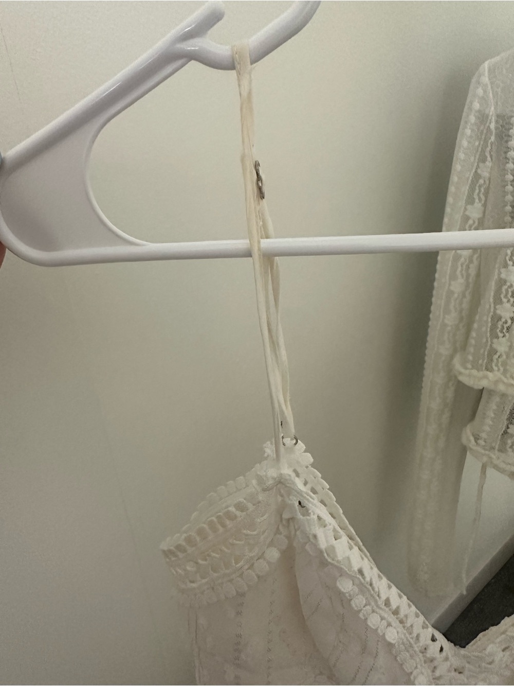 White V-Neck Ruffle Layered Mini Dress - Picture 7 of 8